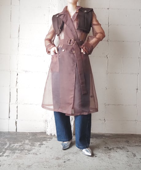 Sheer Double Breasted Coat BR