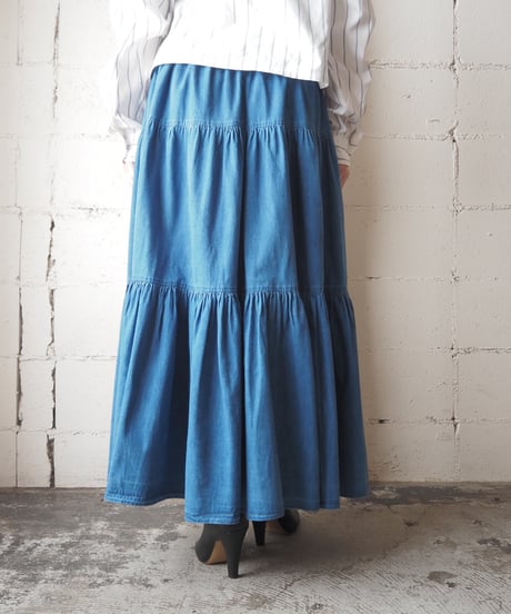 Tiered Denim Skirt BL