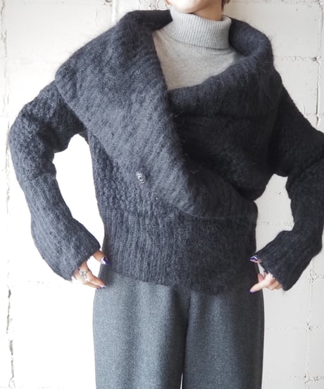 SONIA RYKIEL Shawl Collar Mohair Knit Cardigan BK