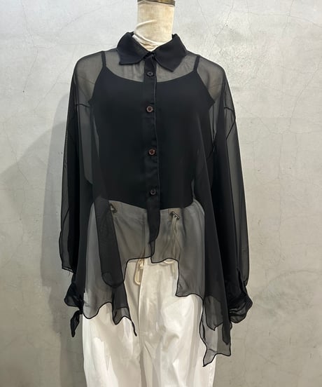 Fluttering Sheer Shirt BK