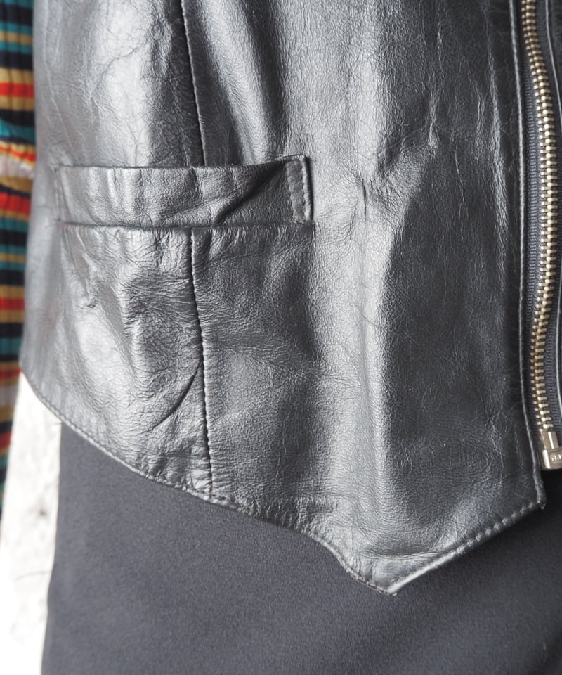 Leather Zippered Vest BK | Orfeo