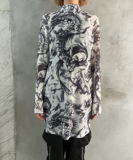 Dragon Pattern See Through Long Cut Sewn WHNV