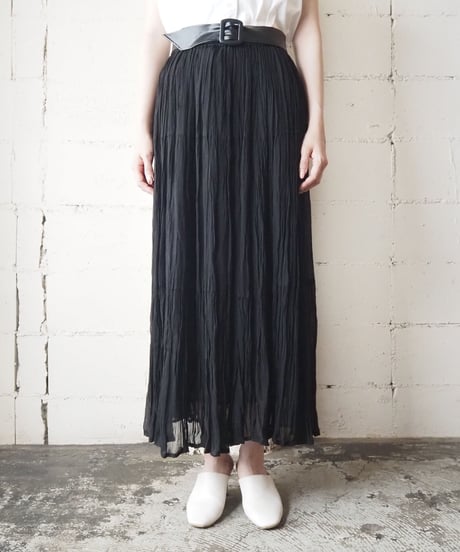 Sheer Tiered Easy Skirt BK