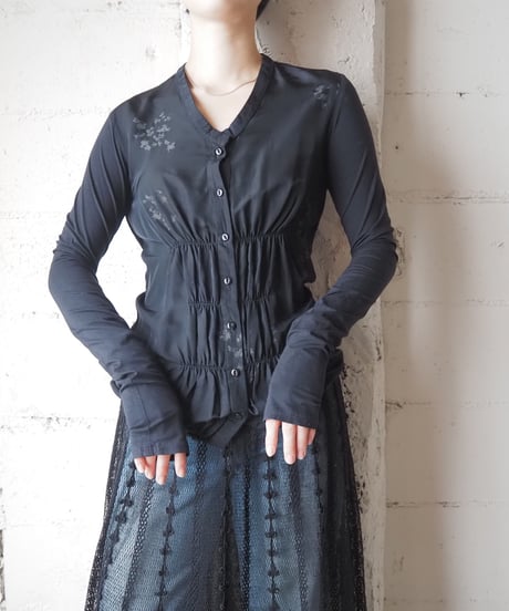 LE JEAN DE MARITHÉ FRANÇOIS GIRBAUD Shirring Docking Blouse BK