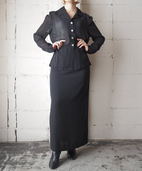 Open Collar Sheer Shirt BK