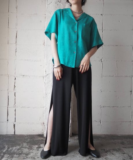 Long Side Slit Easy Pants BK
