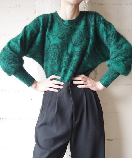 Paisley Print Angora Mix Sweater GN