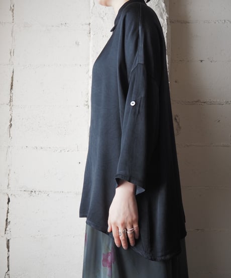 Roll Up Sleeve Satin Shirt BK