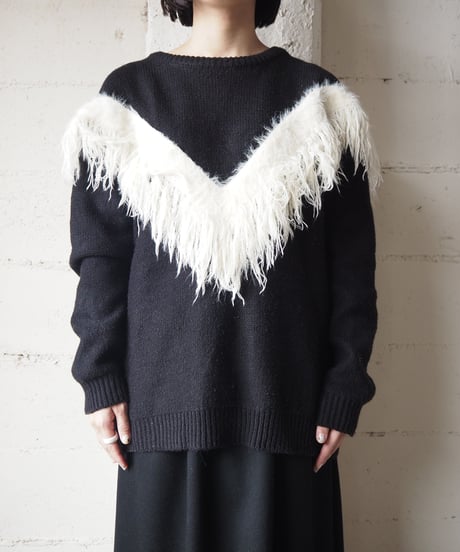 Shaggy Line Bicolor Knit