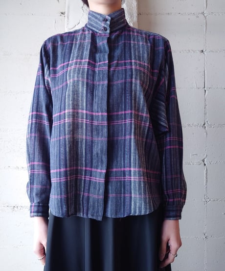 Stand Collar Check Shirt GRPI
