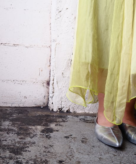 Bicolor Organdy Flared Skirt YGN LGN