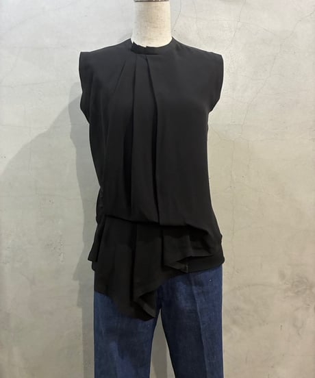 Maison Margiela Drape Design Sleeveless Silk Tops BK