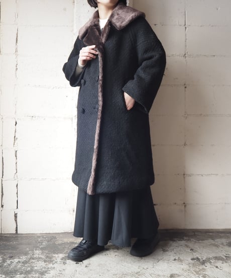 1960's Fake Fur Linig Double Breasted Coat BKBR