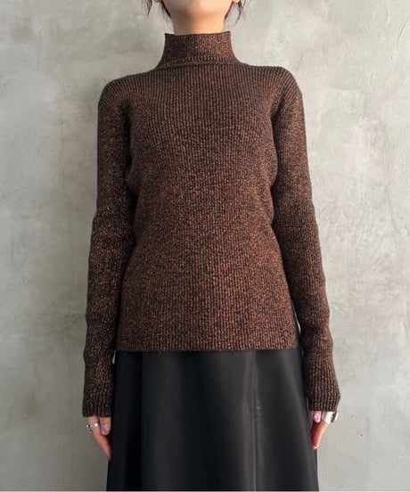 Calvin Klein Glitter Mock Neck Rib Knit BR