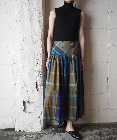 1980's Check Flared Skirt BLMU