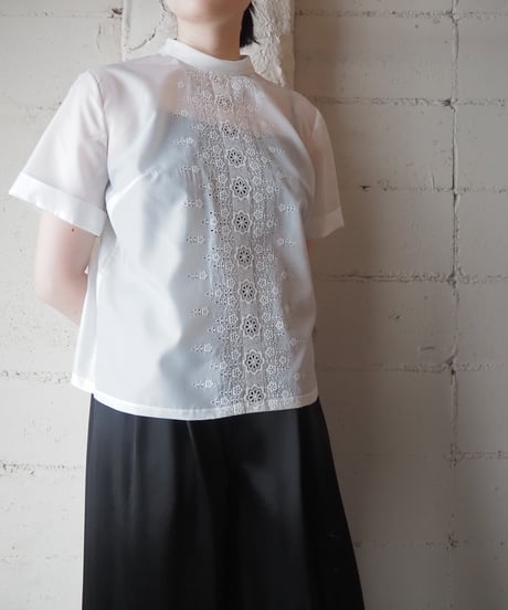 1970's Euro Back Button Lace Panel Blouse WH