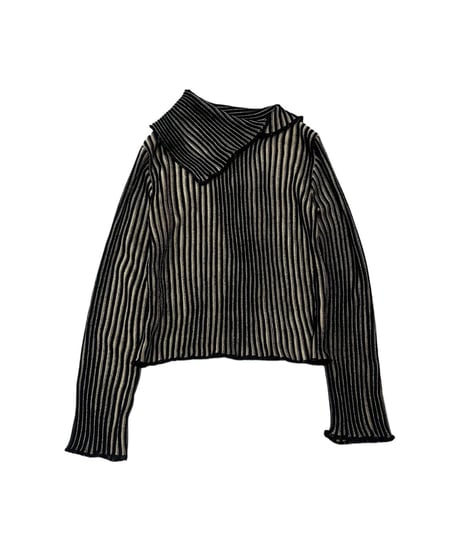 Turn Over Collar Rib Knit BKBE