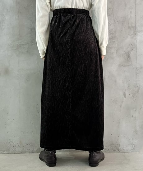 Leopard Pattern Velour Flare Skirt BRBK
