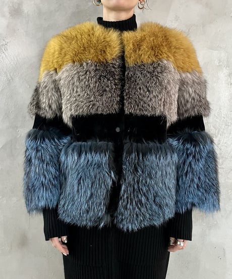 Border Design Fake Fur Coat YEBL