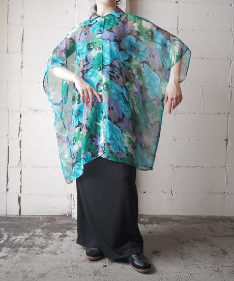 Flower Pattern Sheer Big Shirt LBLGN