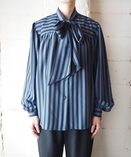 Stripe Boe Tie Blouse  BLBK