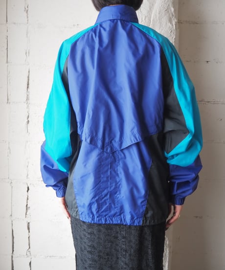 NIKE 1990's Tricolor Stand Collar Nylon Jacket PUR BL BK
