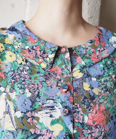 1980's EURO Flower Pattern Blouse
