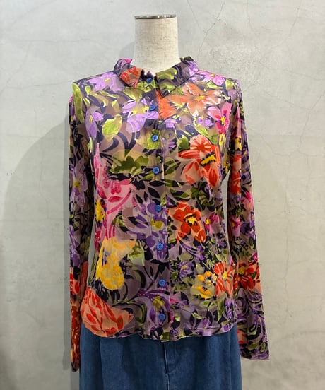 Desigual  Opal Velour Flower Pattern Shirt PURGN