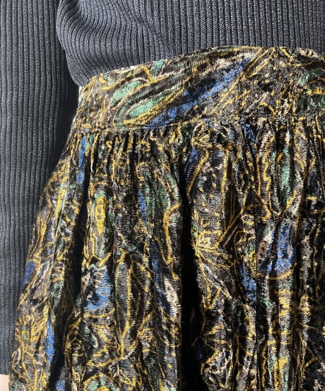Pattern Velour Tiered Skirt BKBR