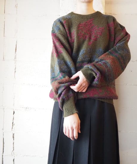 Crew Neck Pattern Sweater KAPI
