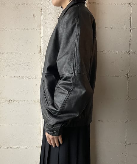 Zip Up Leather Blouson BK