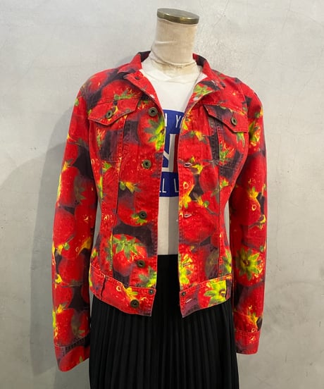 DOLCE&GABBANA Strawberry Pattern Denim Jacket RE