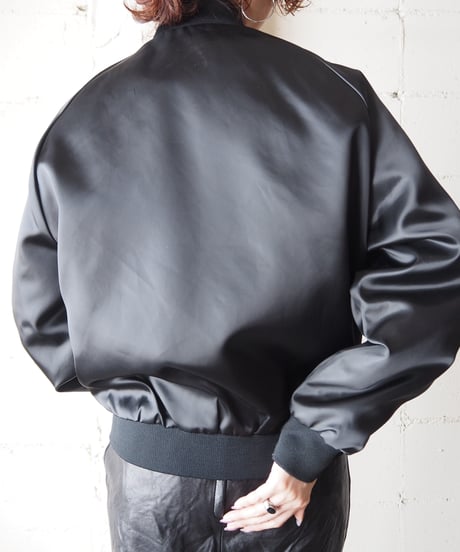 1970's Snap Button Satin Blouse BK