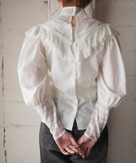 1970~80’s Leg Of Mutton Sleeve Lace Blouse IV