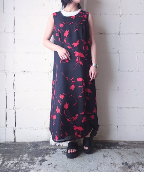 Sleeveless Flower Pattern Dress BKPI