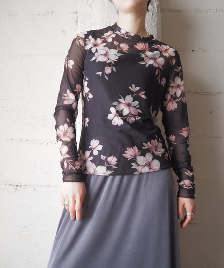 Flower Pattern Sheer Tops BKPI