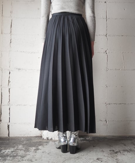 Pleated Belted Long Skirt BK