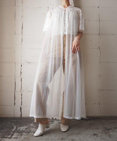 Flared Lace Sleeve Sheer Robe WH