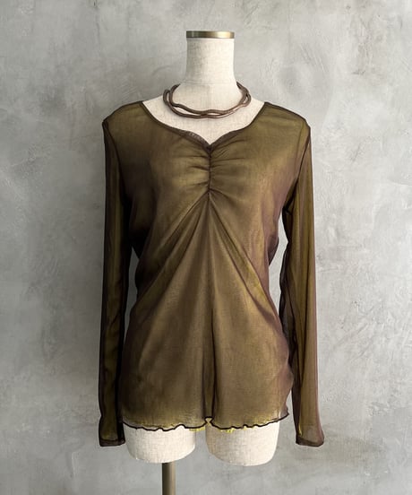 Sheer Frilled Hem Cut Sewn BRGN