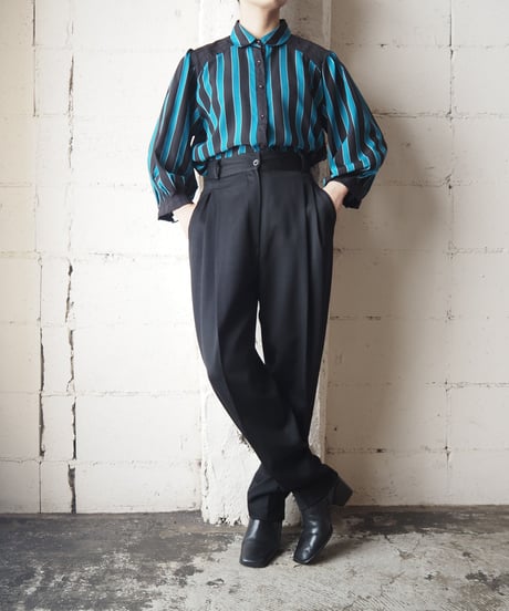 Round Collar Stripe Shist BLBK