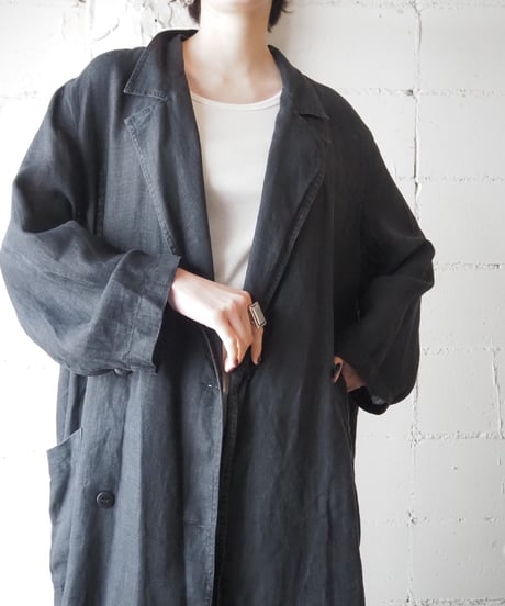 Wide Silhouette Linen Chester Coat BK