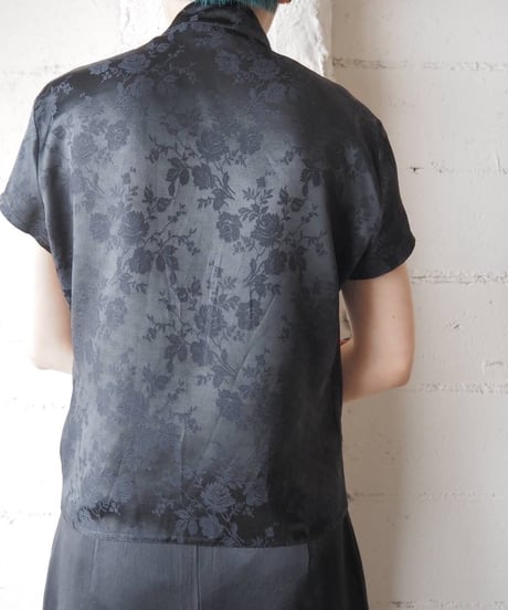 Shadow Flower Pattern China Shirt BK