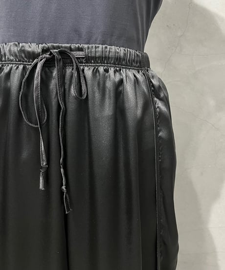 Side Design Satin Easy Pants BK