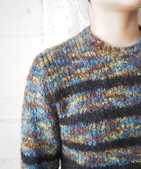 MNLDA Loop Yarn Stripe Knit BKBLBR