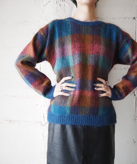 Check Pattern Mohair Knit BLBR