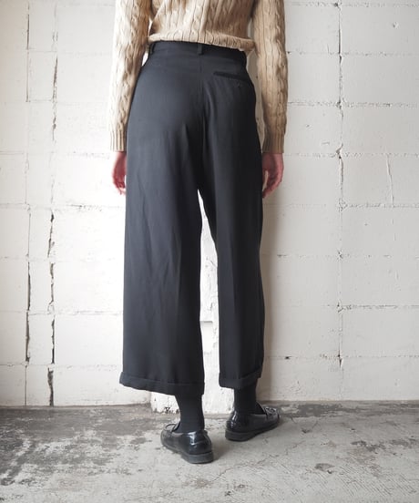Wide Leg Three Tuck Slacks BK