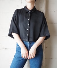 Dropped Shoulder Cropped Satin Shirt BK