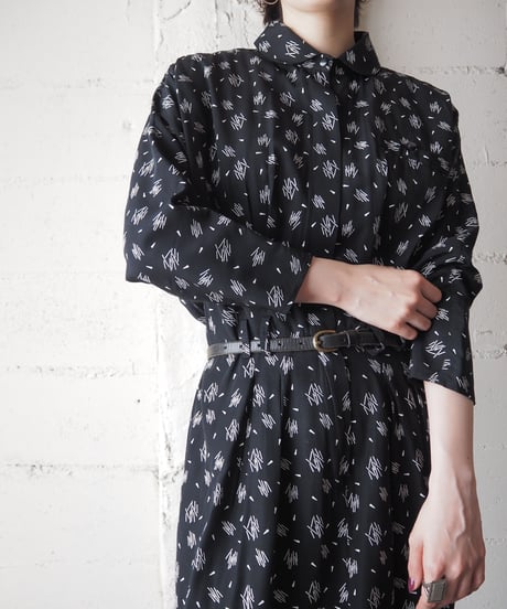 1980's Dolman Sleeve Pattern Shirt Dress BKWH