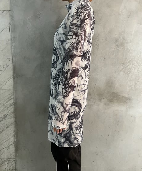 Dragon Pattern See Through Long Cut Sewn WHNV