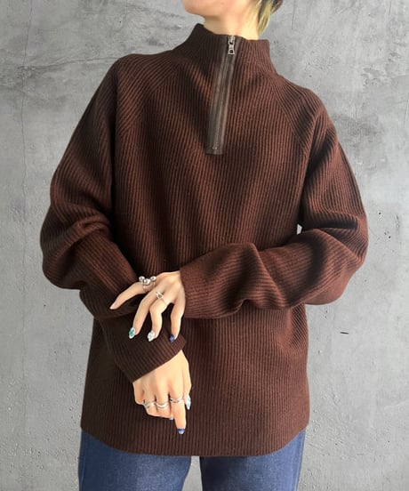 DKNY Hulf Zip Rib Knit BR